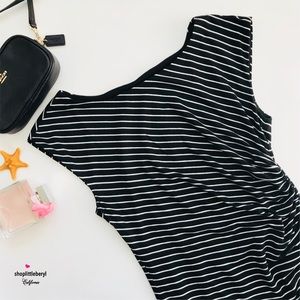 LOFT Ann Taylor Stripe Shirred Dress